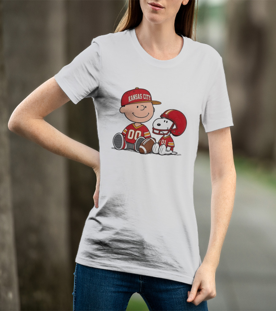 Kansas City Football With Charlie Brown And Snoopy Players T-Shirt