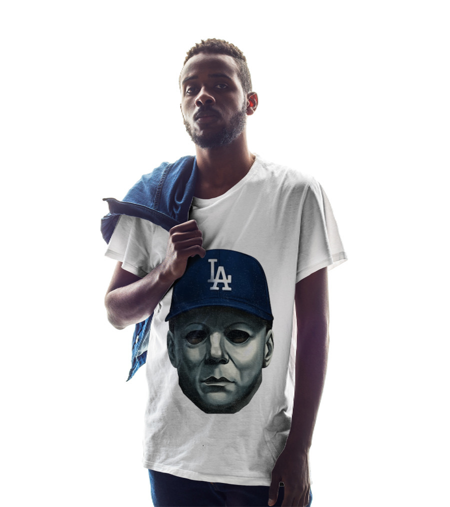 Michael Myers LA Dodgers Cap Halloween Horror T-Shirt