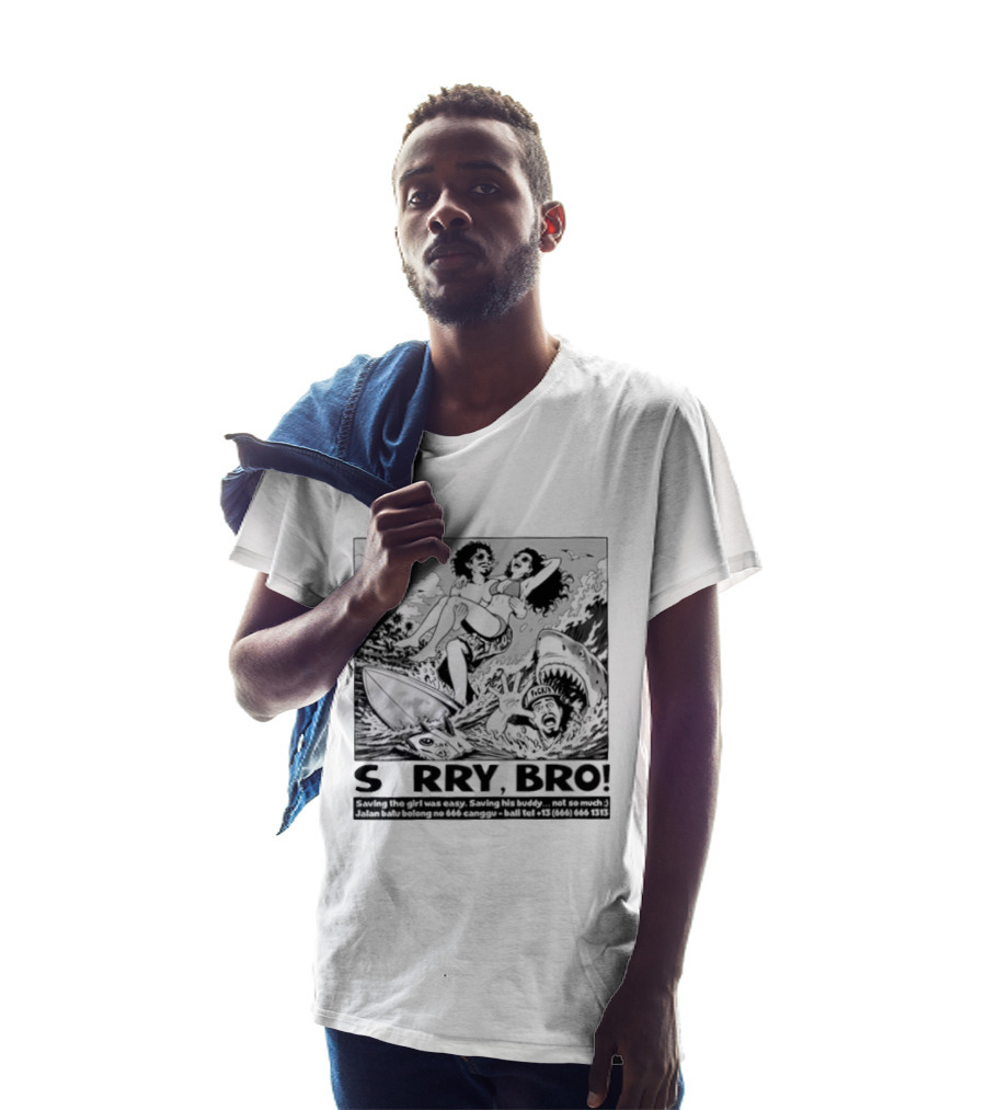 Sorry Bro Saving Girl Surfing Shark Attack Bali Canggu T-Shirt