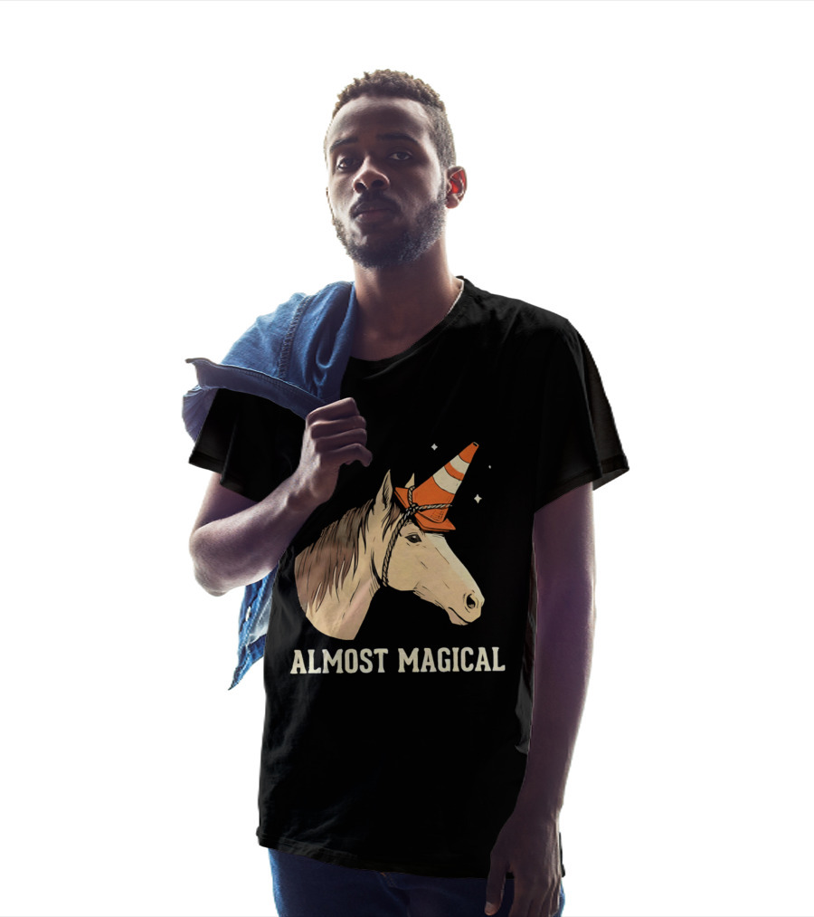 Almost Magical Horse With Traffic Cone Hat T-Shirt