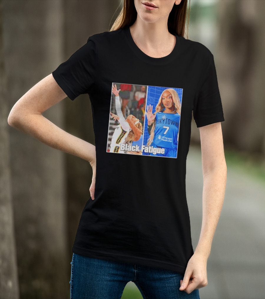 Skytown WNBA Black Fatigue Meme DiJonai Carrington Sophie Cunningham Hard Foul T-Shirt