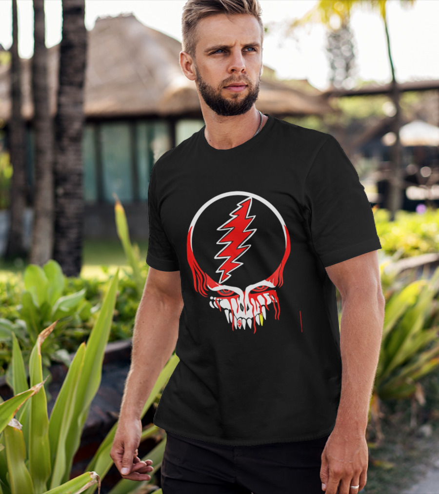 Grateful Dead Steal Your Face Skull Lightning Punk Rock Red White T-Shirt