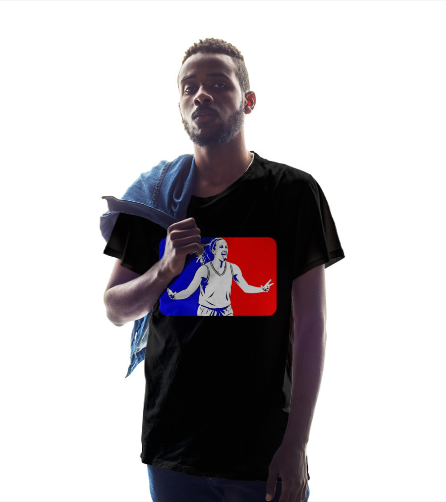 Caitlin Clark Basketball Player Silhouette In Iconic Red And Blue T-Shirt