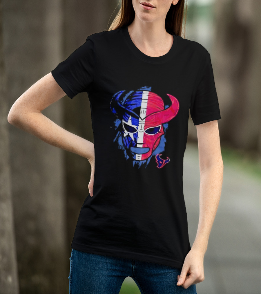 Houston Texans Distressed Lucha Libre Mask Texas Flag T-Shirt