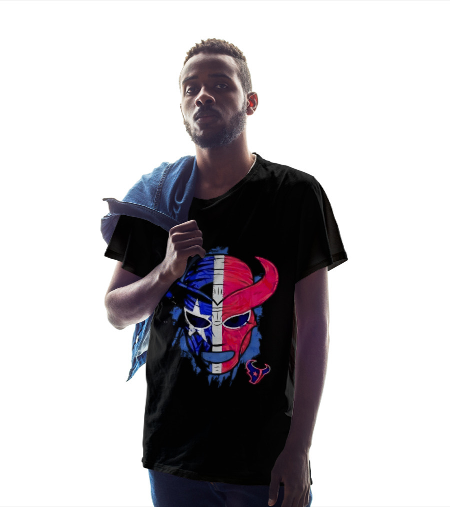 Houston Texans Distressed Lucha Libre Mask Texas Flag T-Shirt