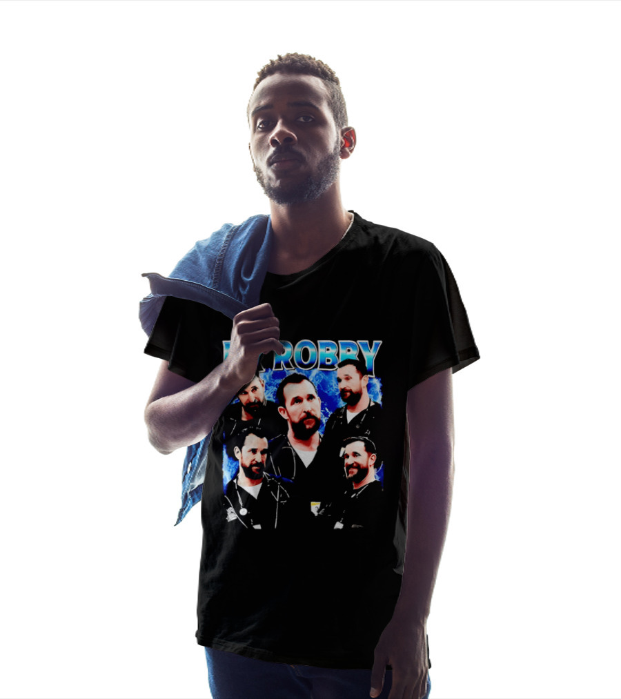 Dr Robby Bearded Male Doctor Scrubs Stethoscope Photo Collage T-Shirt