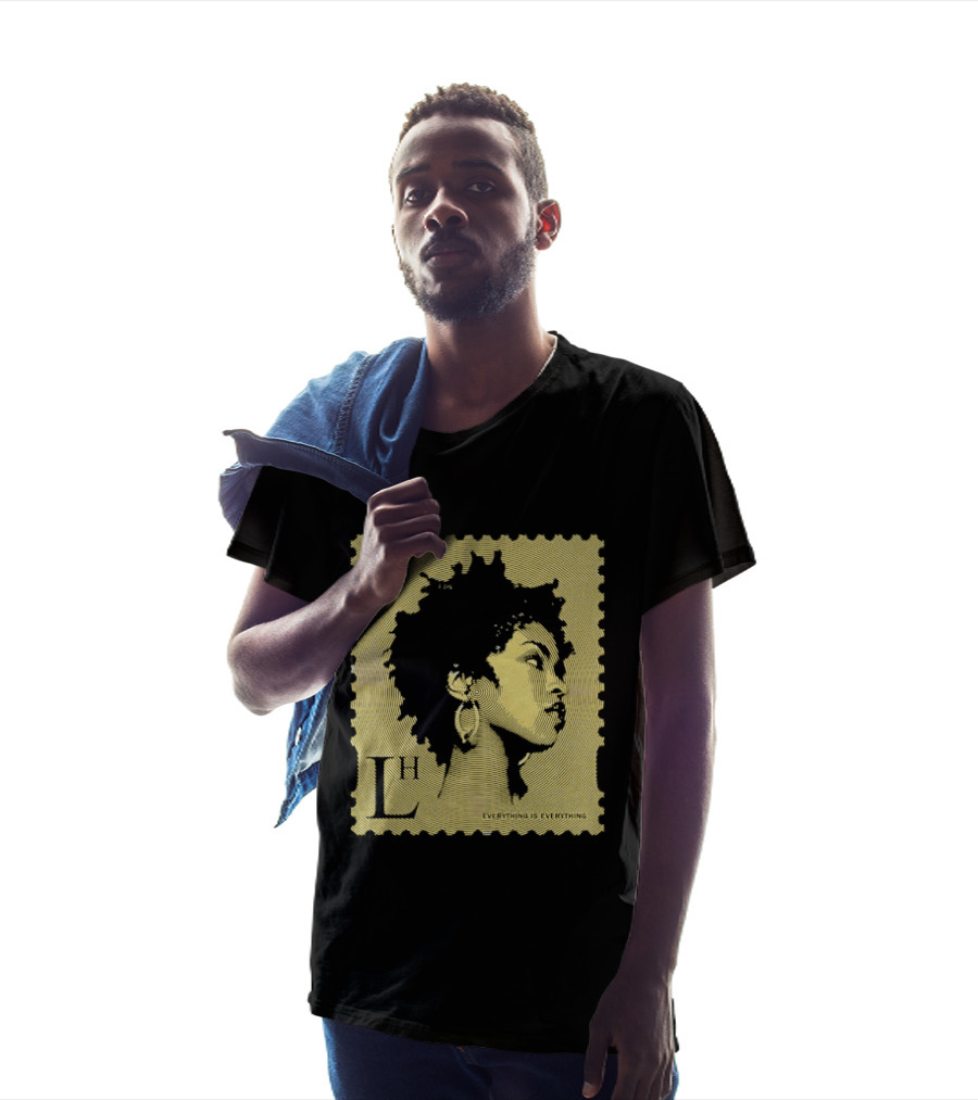 Everything Is Lh Gold Line Afro Woman Stamp T-Shirt
