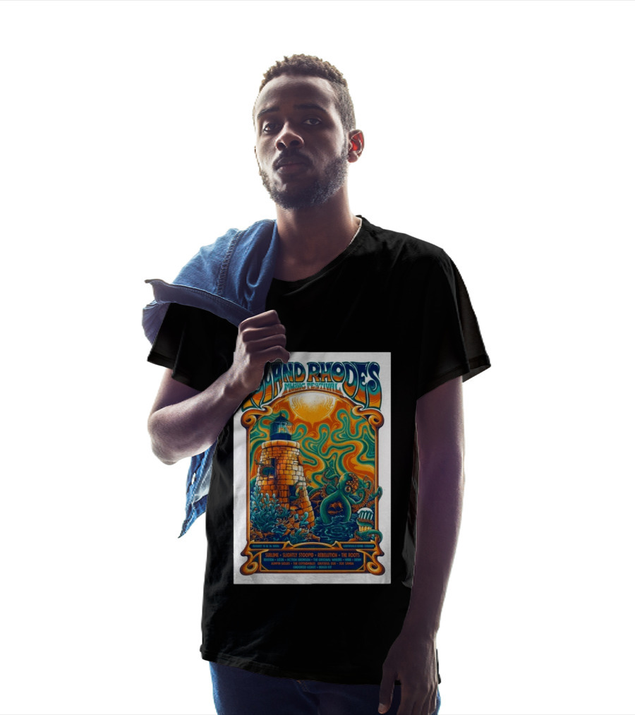 Island Rhodes Music Festival 2026 Lighthouse Octopus Art Pawtucket Rhode Island Sublime Slightly Stoopid August 15 16 T-Shirt