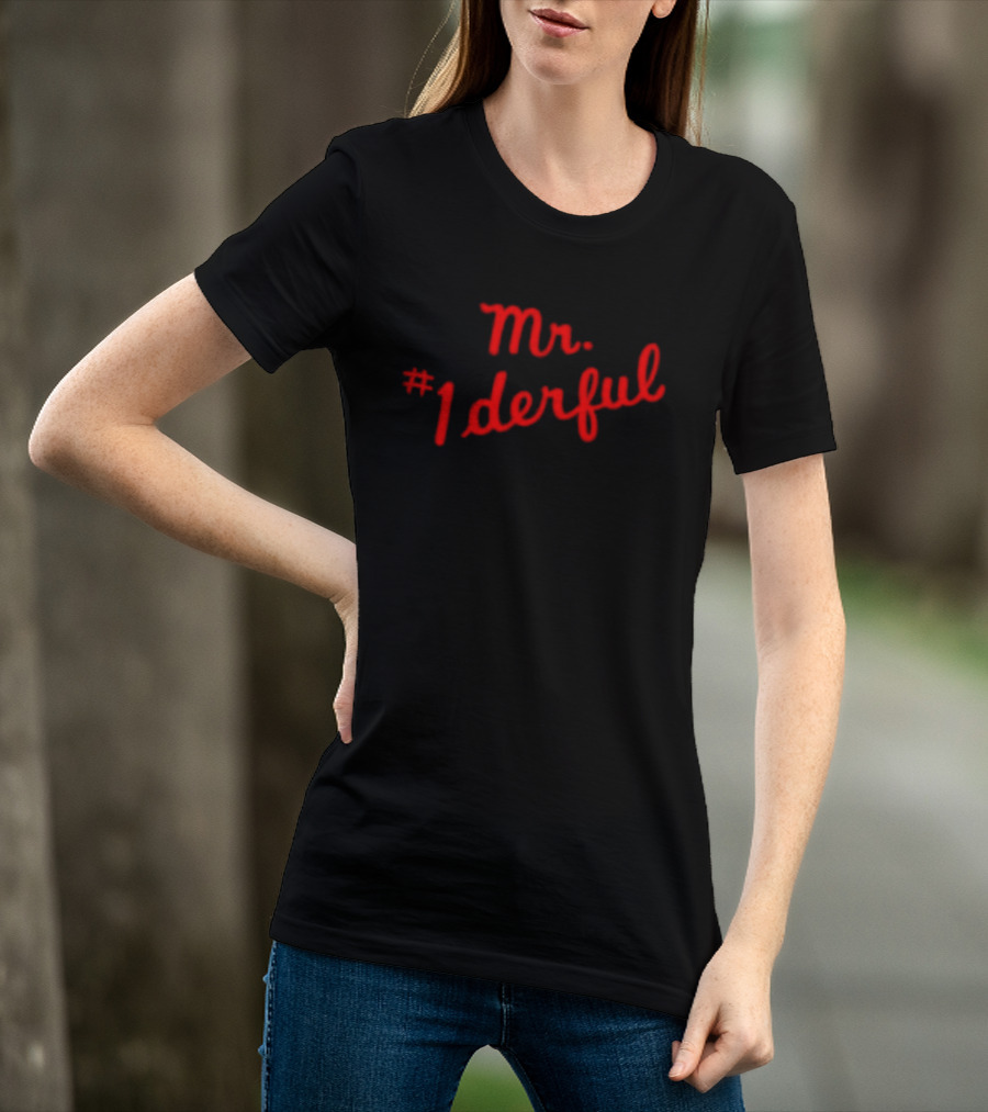 Mr 1derful Red Cursive Handwriting Script T-Shirt