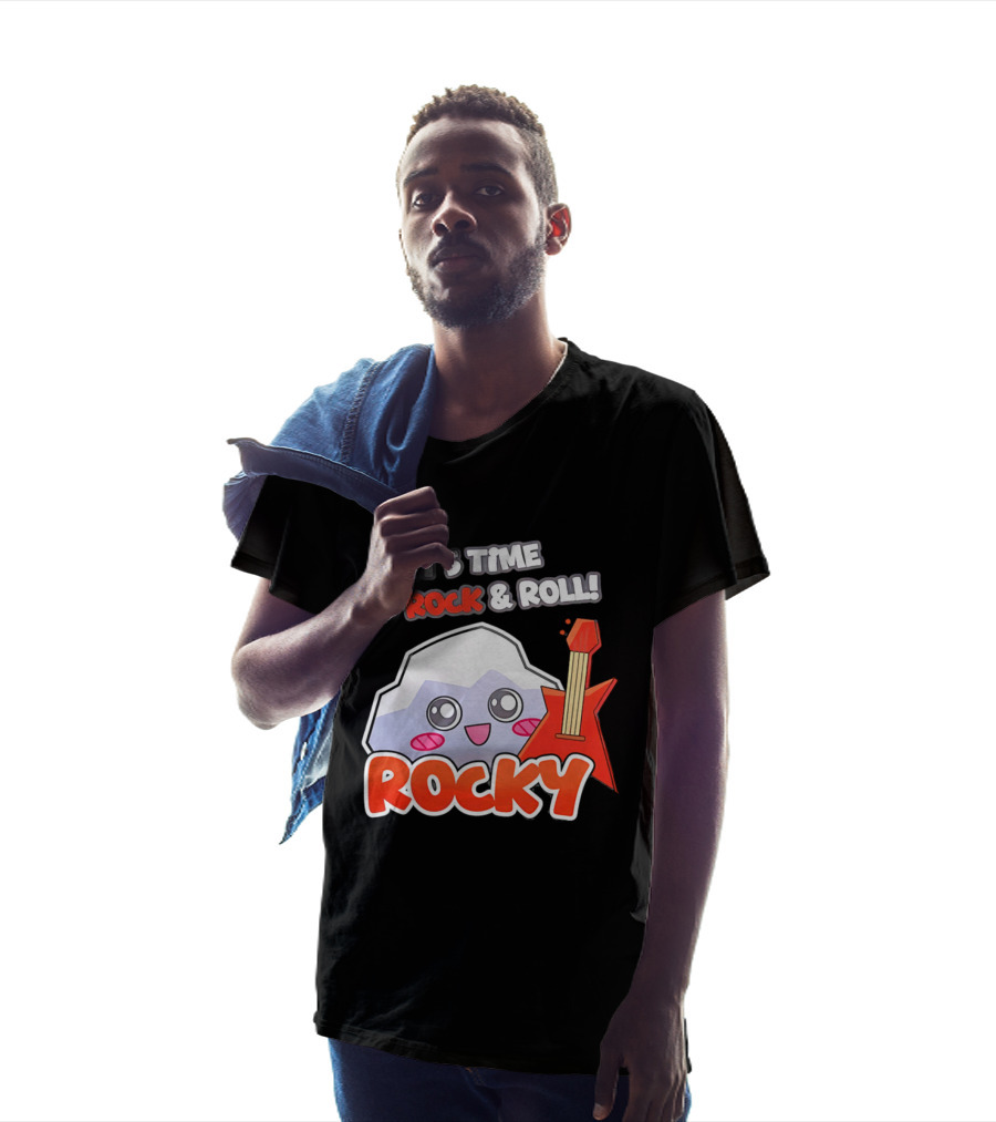 It's Time To Rock And Roll Rocky Rock With Guitar Cute Cartoon T-Shirt