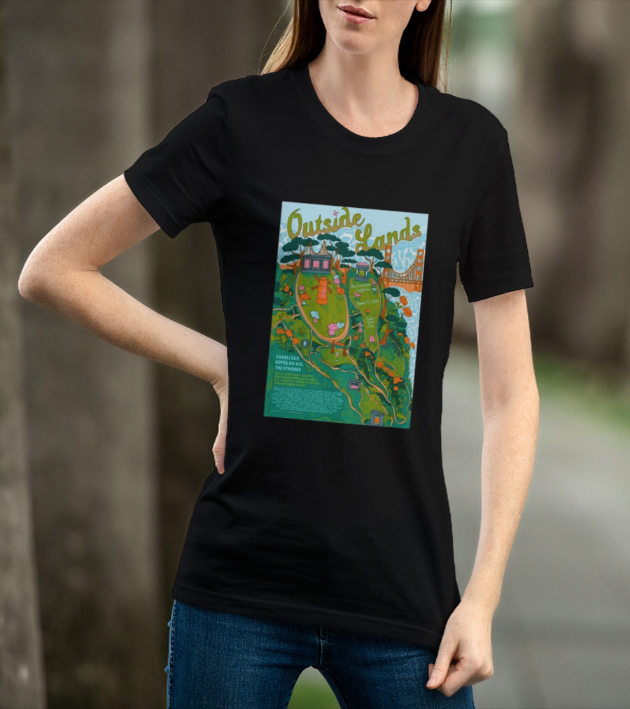Outside Lands San Francisco August 7 9 2026 Golden Gate Park Charli XCX Rufus Du Sol The Strokes T-Shirt