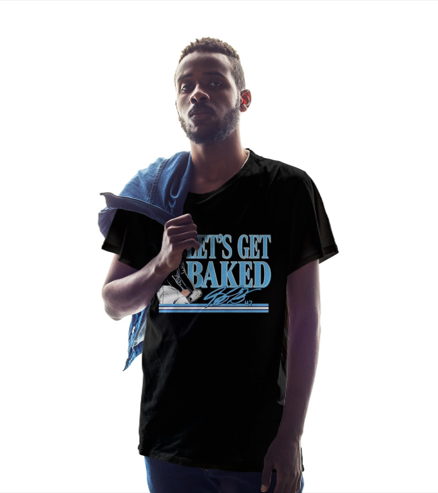 LET'S GET BAKED Bryan Baker Bearded Baseball Pitcher Celebrating Line T-Shirt