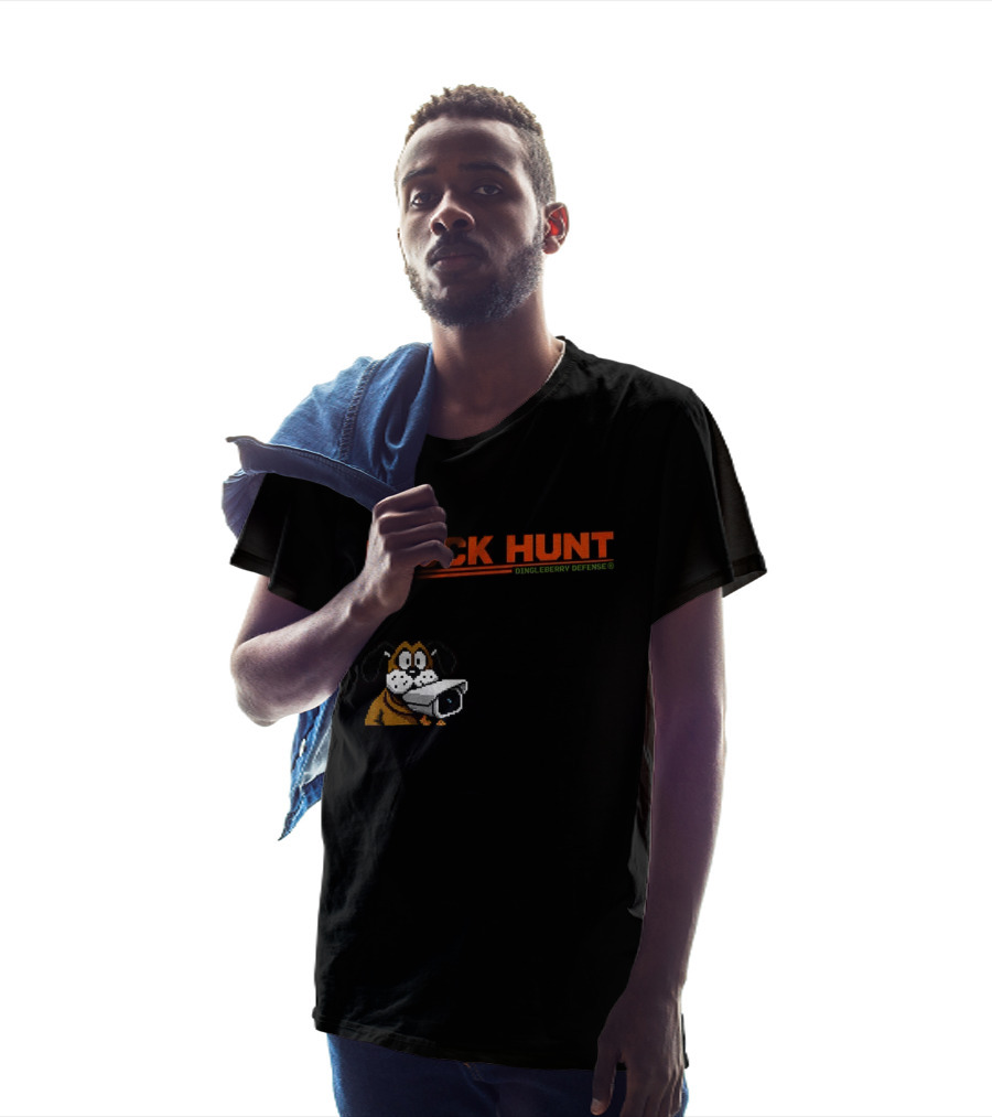 Flock Hunt Pixelated Canine Dingleberry Defense Security Camera T-Shirt