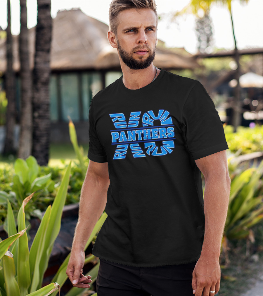 Run Panthers Repeated Blue Kinetic Athletic Block T-Shirt