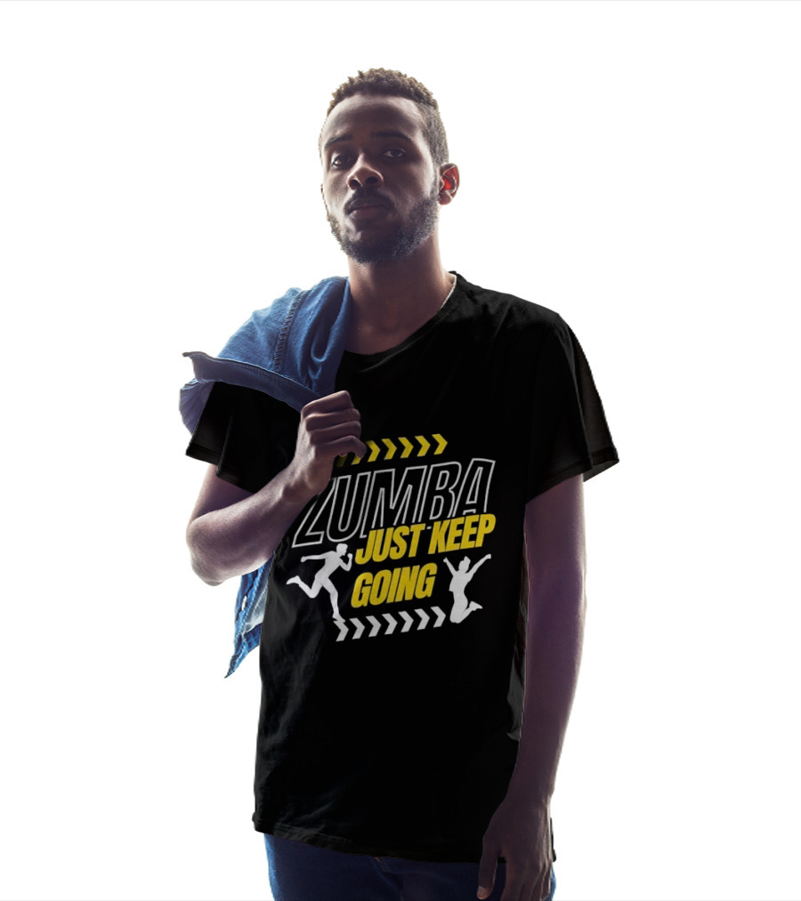 Zumba Just Keep Going Fitness Running Jumping Chevron Arrows T-Shirt