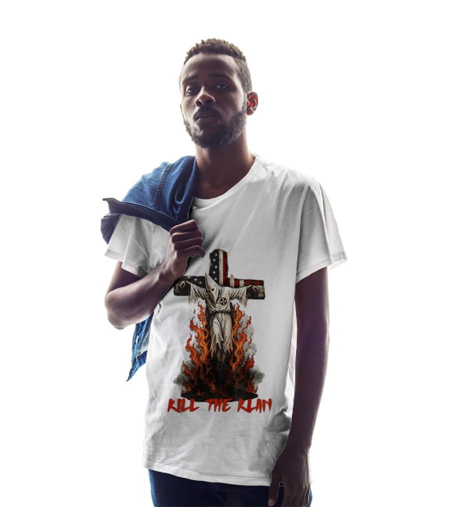 Ku Klux Klan Burning American Flag Cross Kill The Klan T-Shirt