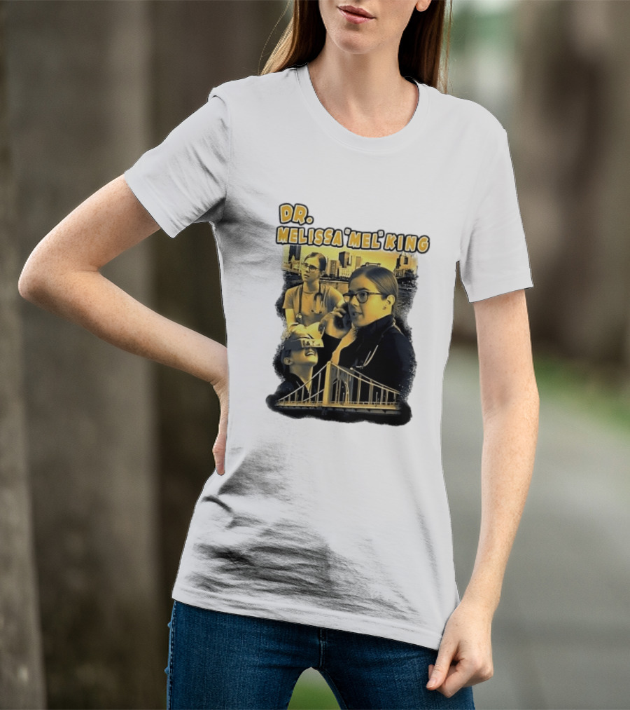 Dr Melissa Mel King Female Doctor Pittsburgh Yellow Bridge Collage T-Shirt