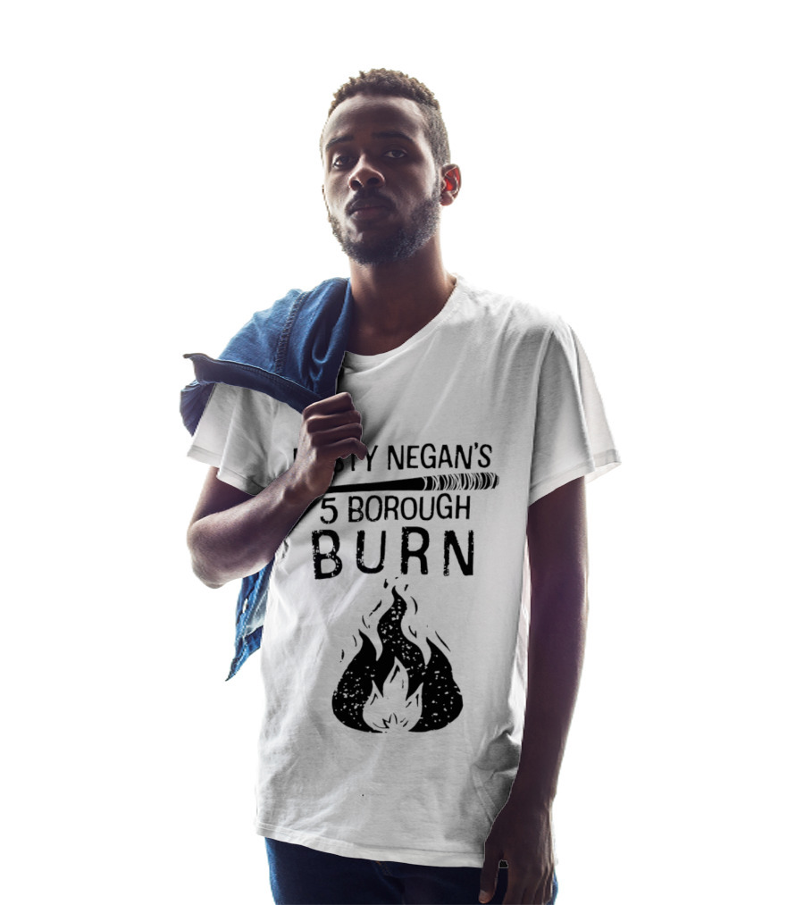 Nasty Negan's 5 Borough Burn Barbed Wire Bat Bonfire Flames T-Shirt