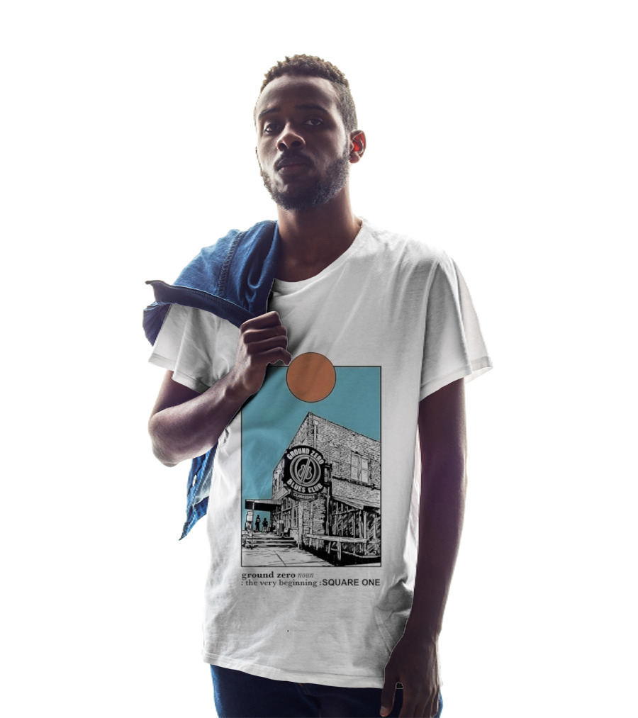 Ground Zero Blues Club Clarksdale The Very Beginning Square One Brick Building Sun Line T-Shirt