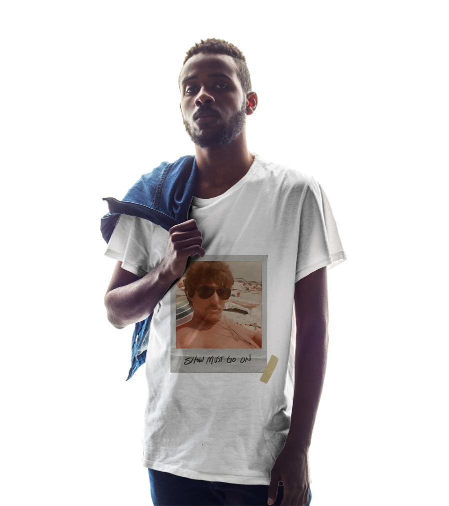 Show Must Go On Man At Beach Retro Style Polaroid T-Shirt