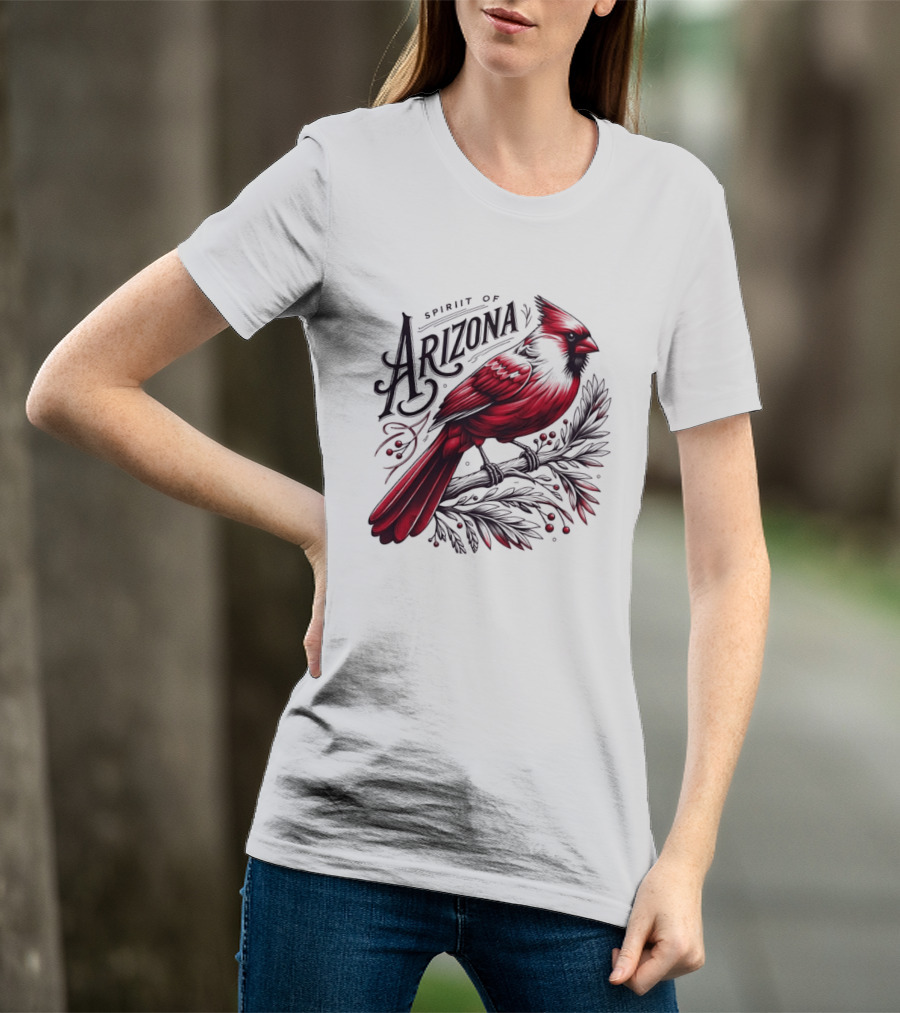 Arizona Red Cardinal Spirit Perched On Branch Berries T-Shirt