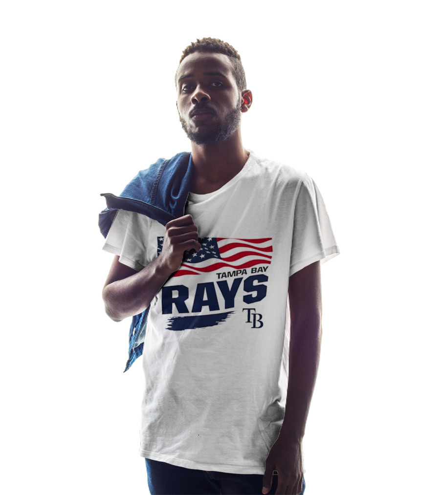 Tampa Bay Rays MLB American Flag Brush Stroke TB T-Shirt