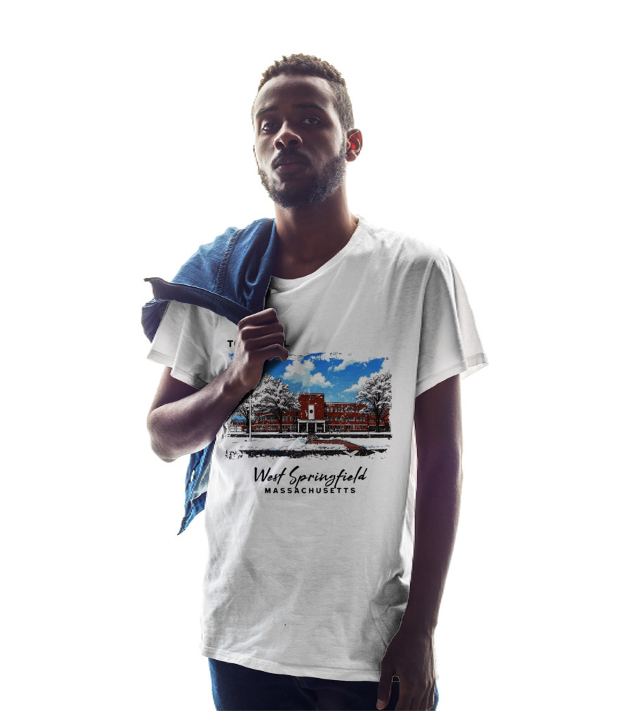Town Hall West Springfield Massachusetts Snow Covered Red Brick Building T-Shirt