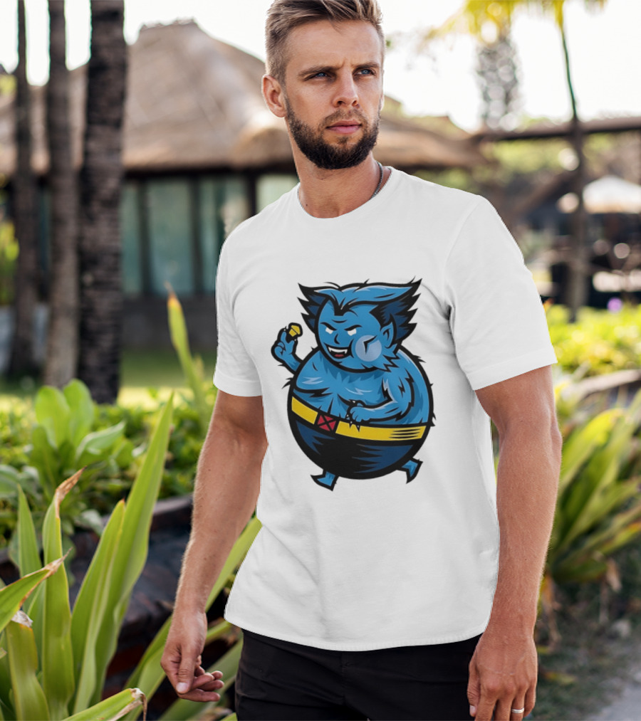 X Men Beast Caricature Cartoon Blue Character Cupcake T-Shirt