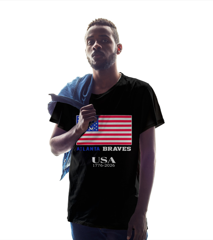 Atlanta Braves USA 1776 2026 American Flag Script A T-Shirt