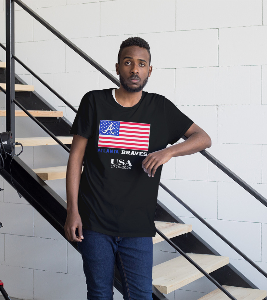 Atlanta Braves USA 1776 2026 American Flag Script A T-Shirt