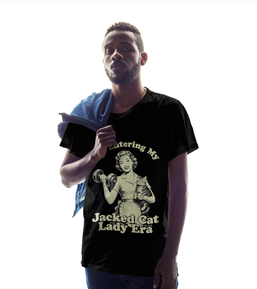 I'm Entering My Jacked Cat Lady Era Retro Fitness Cats T-Shirt