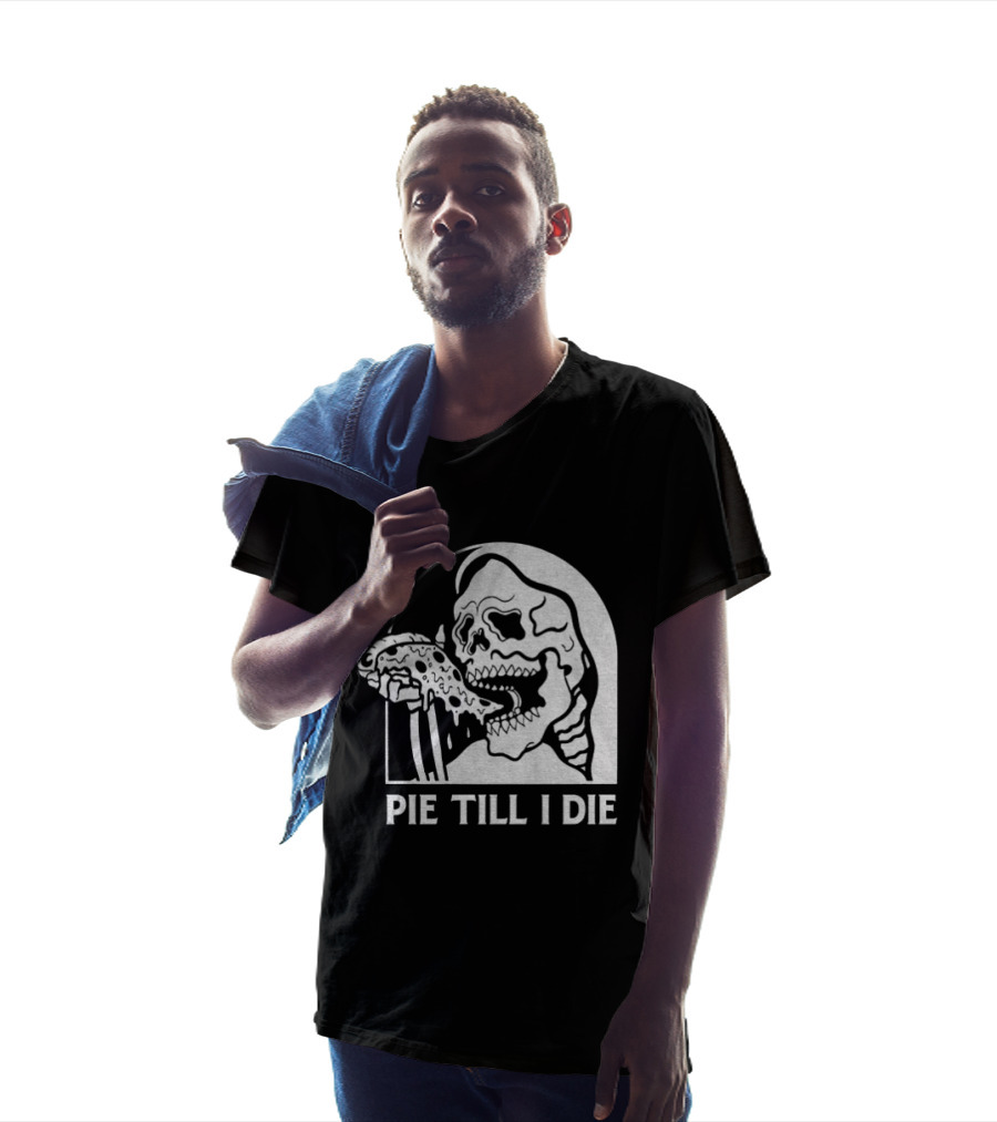 Skeleton Eating Pizza Pie Till I Die Halloween Humor T-Shirt
