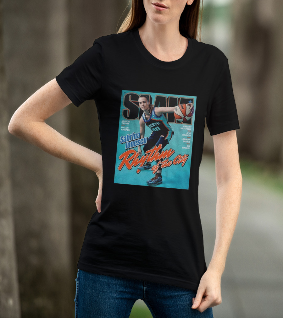 Slam Cover 264 Sabrina Ionescu Rhythm Of The City Liberty Basketball T-Shirt