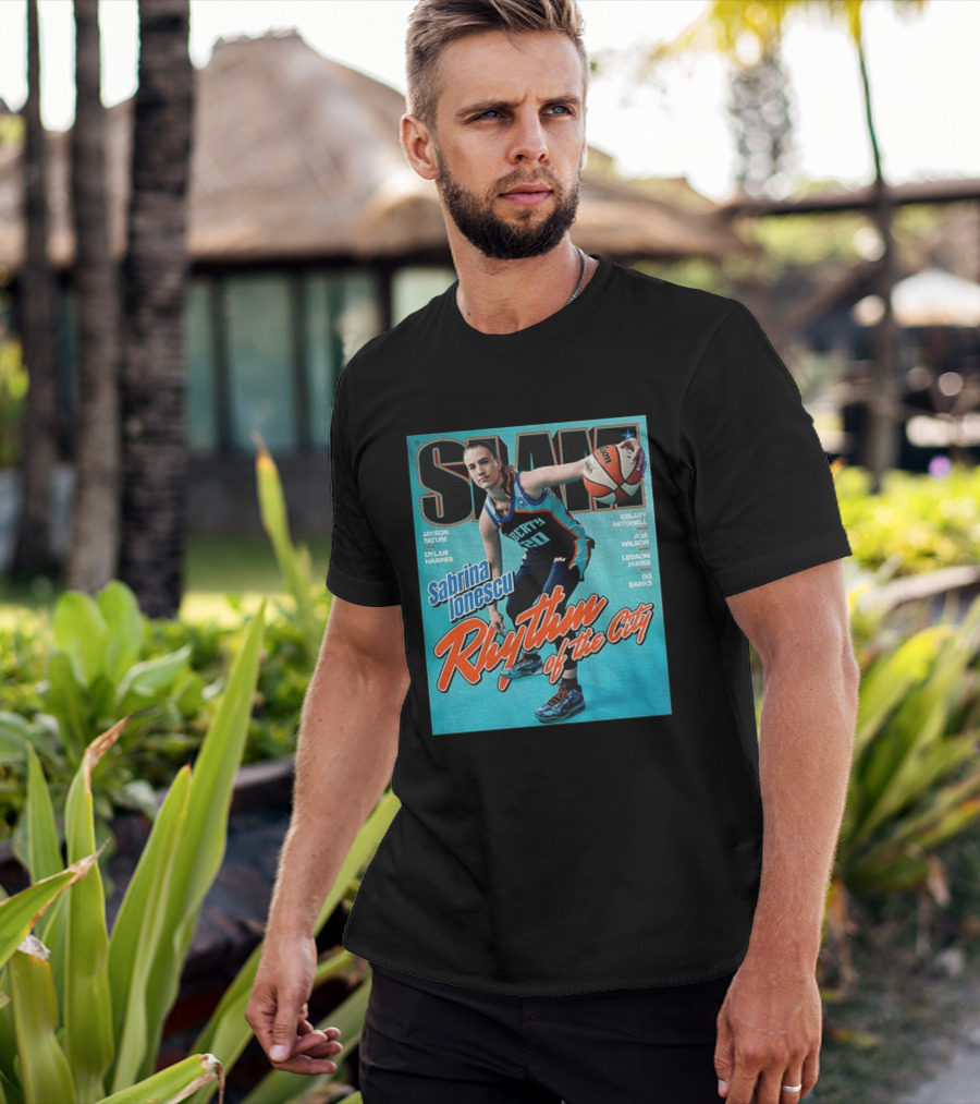 Slam Cover 264 Sabrina Ionescu Rhythm Of The City Liberty Basketball T-Shirt
