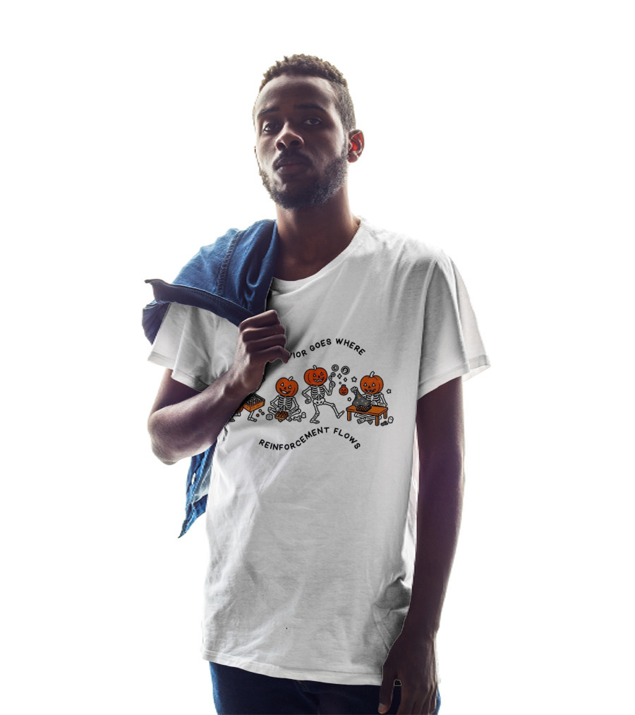 Behavior Goes Where Reinforcement Flows Pumpkin Skeletons Halloween T-Shirt