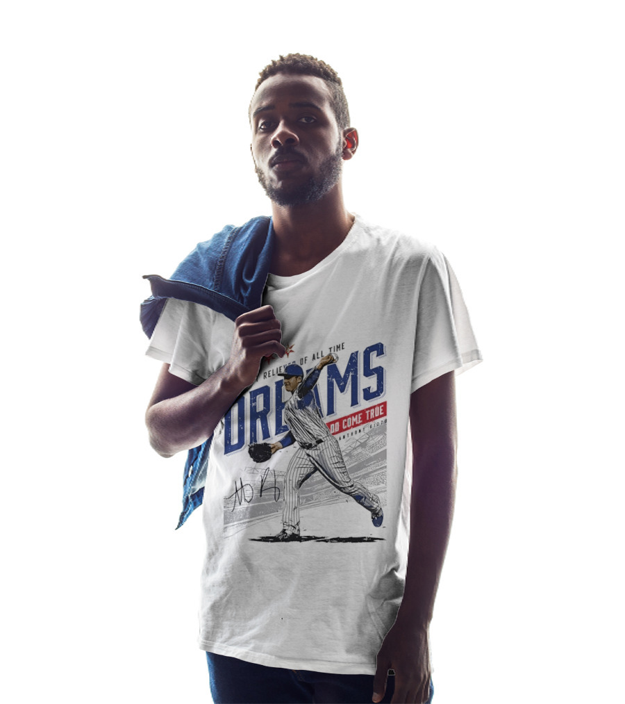 Chicago Cubs Greatest Reliever Of All Time Dreams Do Come True Anthony Rizzo Pitching Stadium Halftone T-Shirt