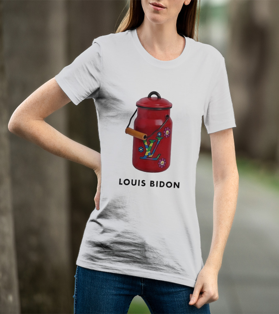 Louis Bidon Milk Jug Red Enamel Rainbow Monogram Flowers T-Shirt