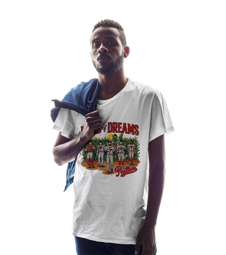 Field Of Dreams Phillies Philadelphia Baseball Players Cornfield Scene T-Shirt