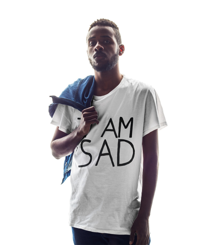 I Am Sad Minimalist Black Handwritten Marker Lettering T-Shirt
