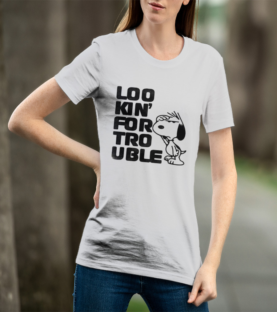 Peanuts Snoopy Lookin' For Trouble Hand Over Eye Distressed T-Shirt