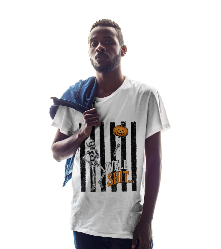 Skeleton Pumpkin Lost Balloon Well Shit Halloween T-Shirt