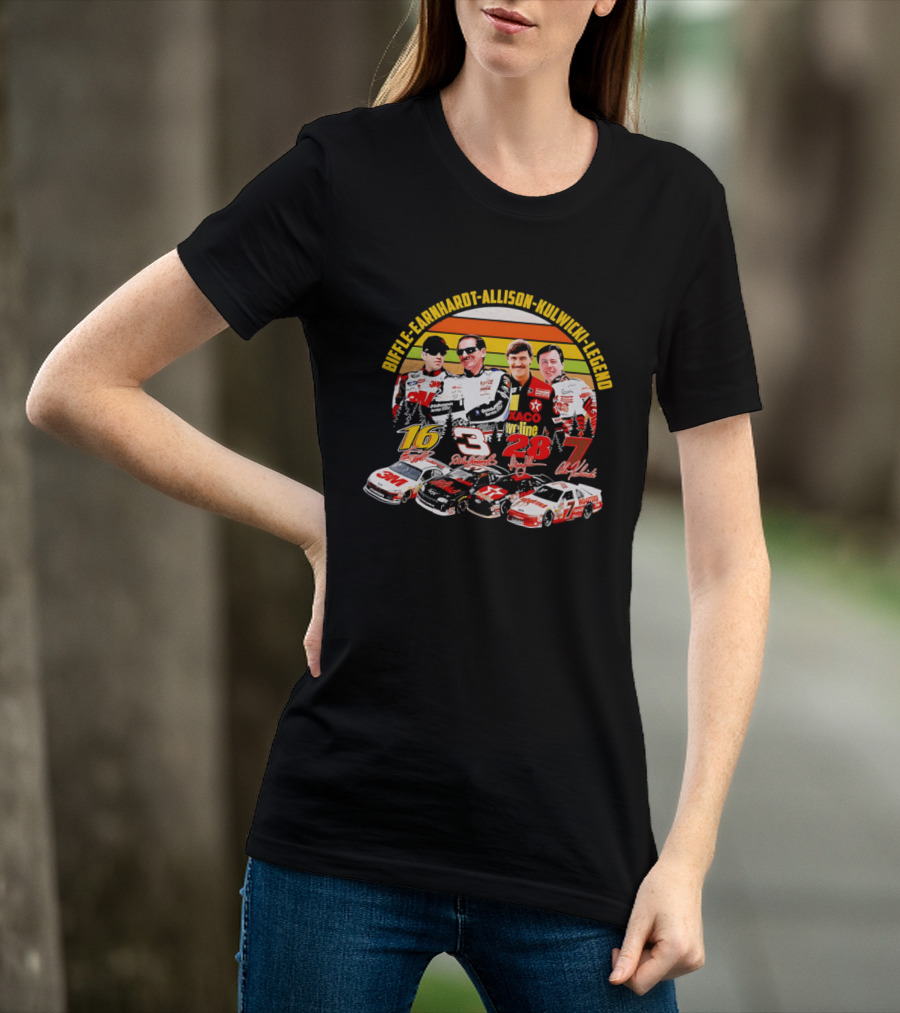 Biffle Earnhardt Allison Kulwicki NASCAR Legends 3M Valvoline Hooters Racing Cars T-Shirt