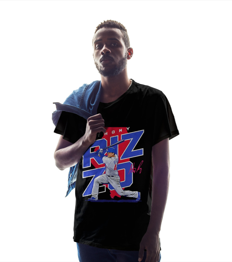 Anthony Rizzo 44 Chicago Cubs Batting Illinois Map T-Shirt