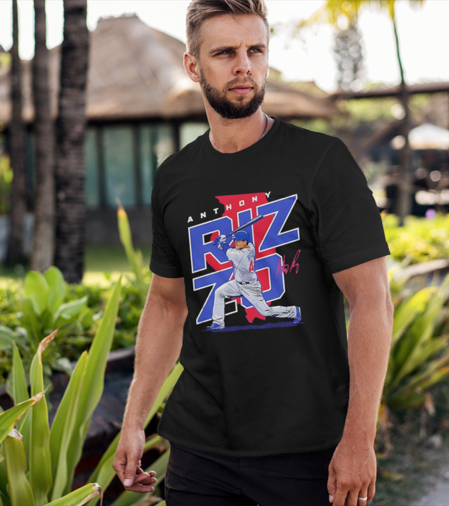 Anthony Rizzo 44 Chicago Cubs Batting Illinois Map T-Shirt