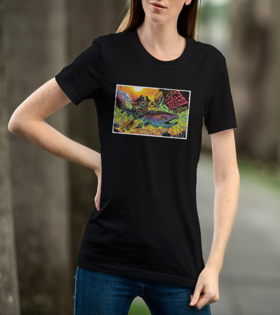 Dirty Heads Aug 13 2026 Skeleton Pirate Riding Fish White River Amphitheatre Auburn WA T-Shirt