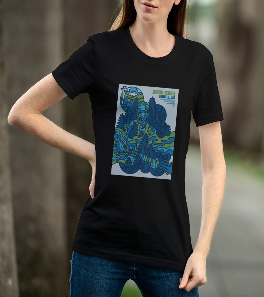Jason Isbell Seattle WA Woodland Park Zoo August 13 2026 Concert With Space Needle And Mt Rainier T-Shirt