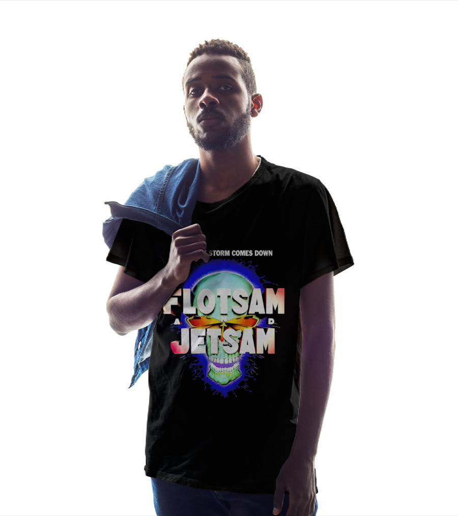 Flotsam And Jetsam When The Storm Comes Down Green Skull Blue Aura T-Shirt