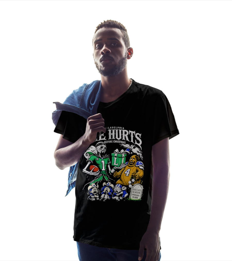 Philadelphia Eagles The Hurts Before Christmas Jalen Hurts Dallas Season Again Tombstone T-Shirt
