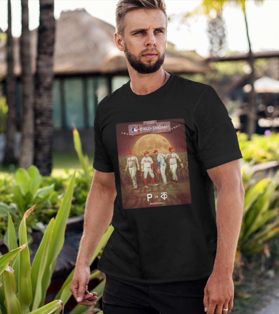 MLB At Field Of Dreams Philadelphia Phillies Vs Minnesota Twins 2026 Moonlit Cornfield Scene T-Shirt