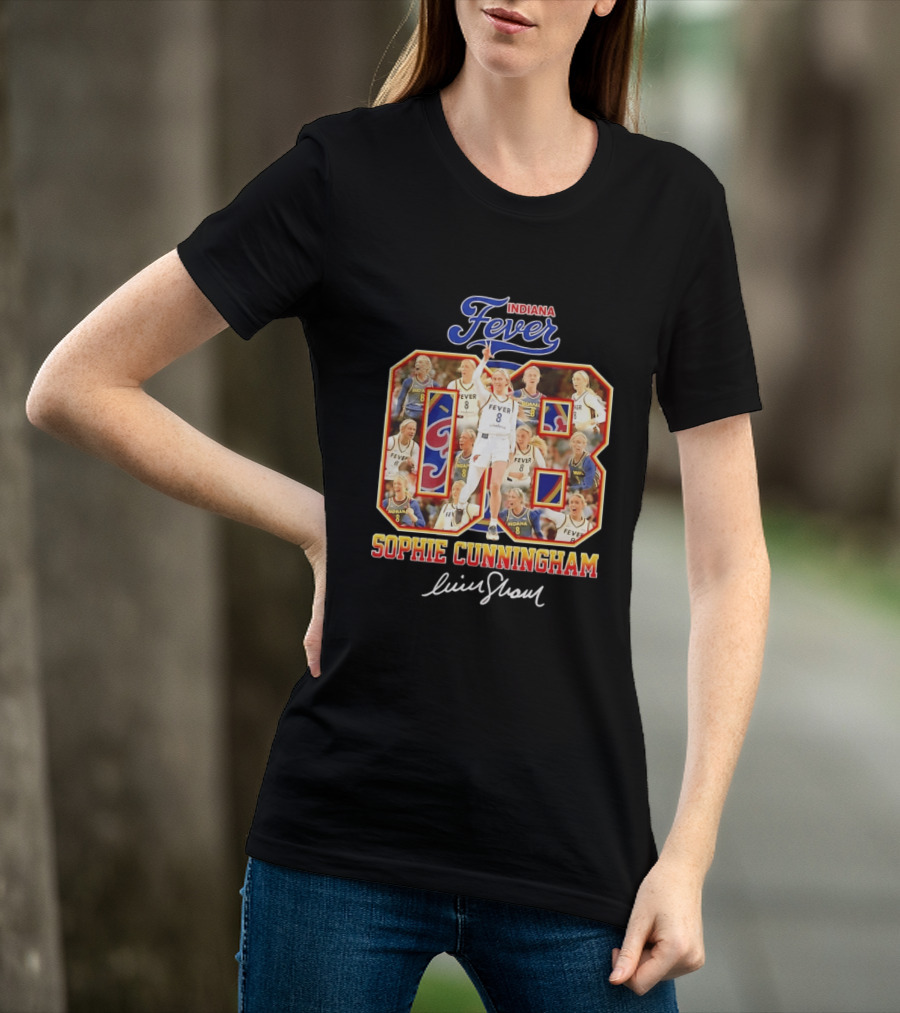 Indiana Fever Sophie Cunningham No 8 Collage WNBA T-Shirt